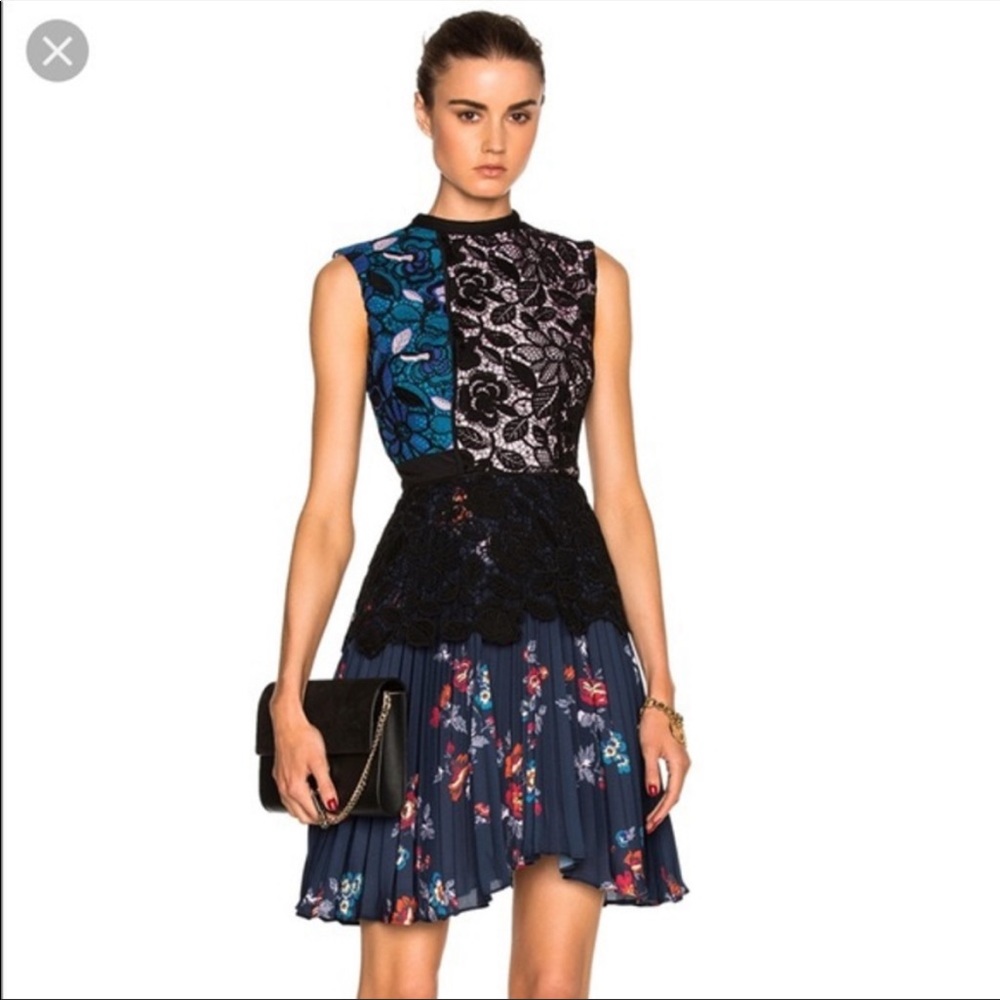 Self-portrait Crochet Lace Floral Pleated Dress.